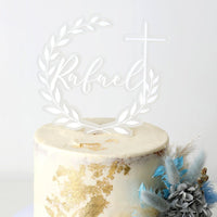 Wreath Baptism Cake Topper - Fauve + Co
