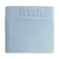 Personalised Cotton Knit Baby Blanket Baby Blue