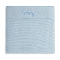 Personalised Cotton Knit Baby Blanket Baby Blue