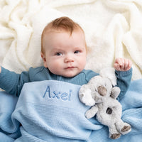 Personalised Cotton Knit Baby Blanket Baby Blue