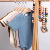 Ribbed Organic Short Sleeve Romper Dusty Rose