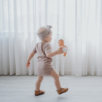 Ribbed Organic Short Sleeve Romper Dusty Rose