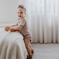 Ribbed Organic Short Sleeve Romper Dusty Rose