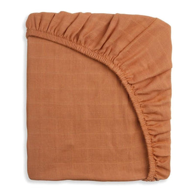 Burnt Orange Essentials Cotton Cot Sheet - Fauve + Co